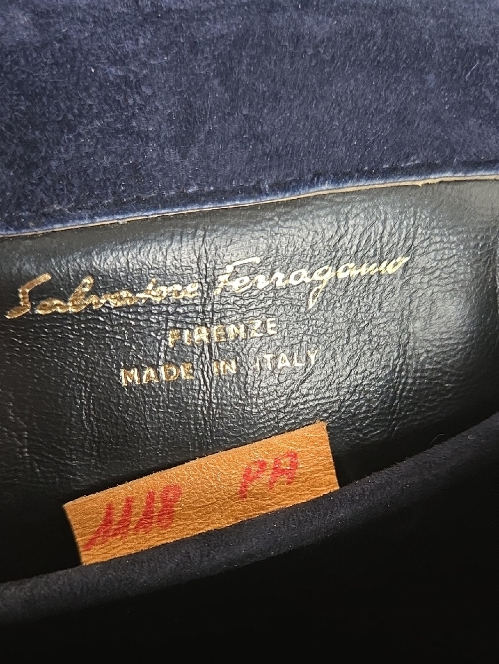 Vintage Salvatore Ferragamo Blue Suede Shoulder Bag with Gold Accent Euro Boho - Picture 8 of 12